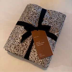 West Elm Neutral Floral Sheet Set - Brown & White